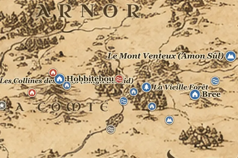 Le Pont du Brandevin sur la carte de la Terre du Milieu