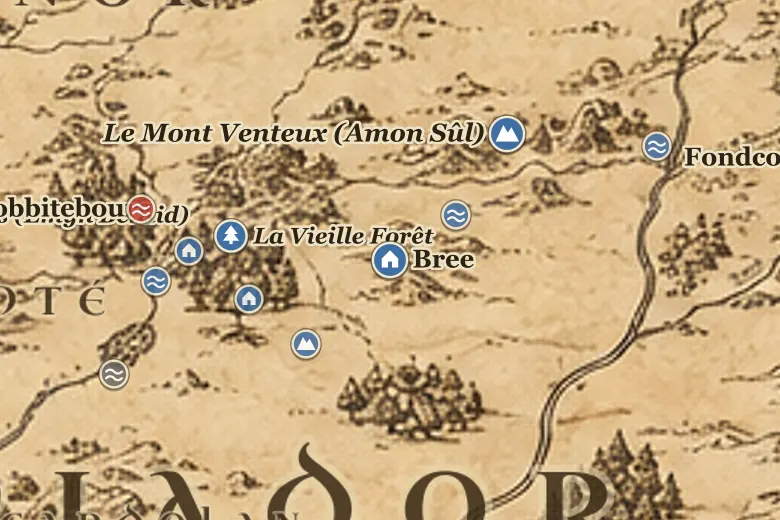 Bree sur la carte de la Terre du Milieu