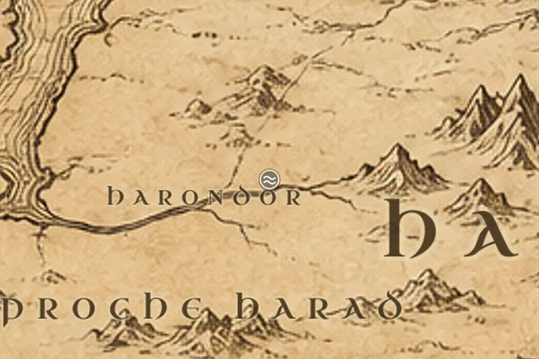 Les Gués du Poros sur la carte de la Terre du Milieu