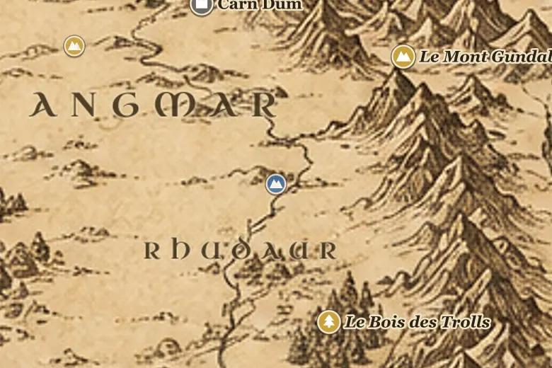 Les Landes d'Etten sur la carte de la Terre du Milieu