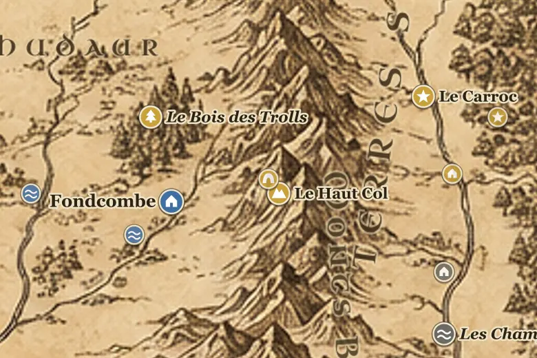 La ville des Gobelins sur la carte de la Terre du Milieu