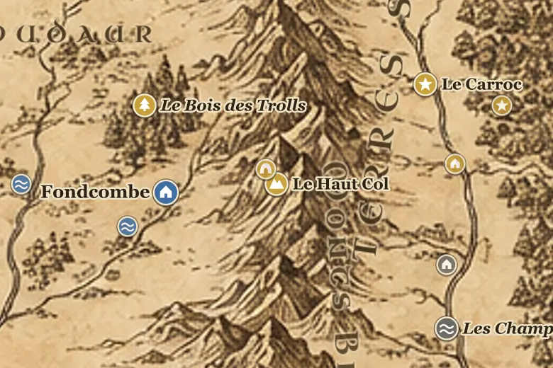 Le Haut Col sur la carte de la Terre du Milieu
