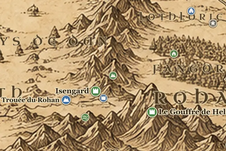 Le Methedras sur la carte de la Terre du Milieu
