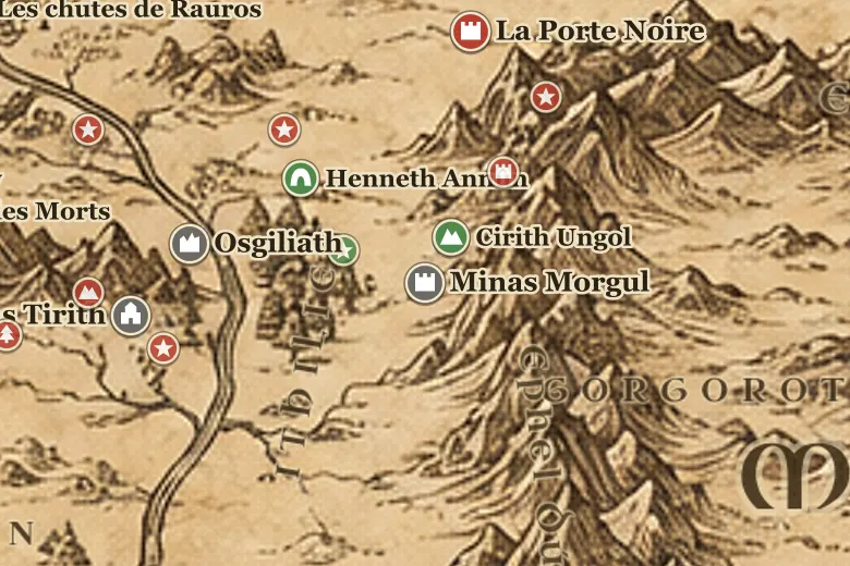 Minas Morgul sur la carte de la Terre du Milieu