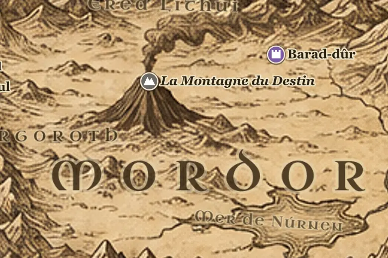 Le Mordor sur la carte de la Terre du Milieu
