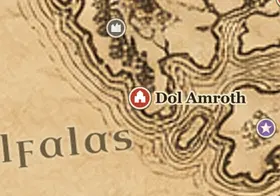 Dol Amroth sur la carte de la Terre du Milieu