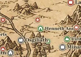 Henneth Annûn sur la carte de la Terre du Milieu