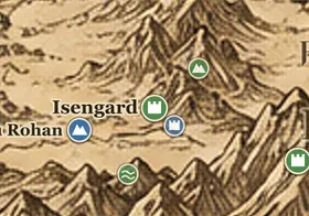 Isengard sur la carte de la Terre du Milieu