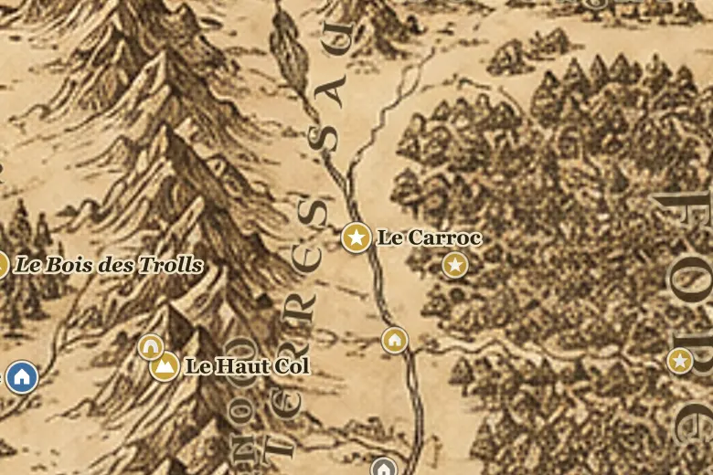 Le Carroc sur la carte de la Terre du Milieu