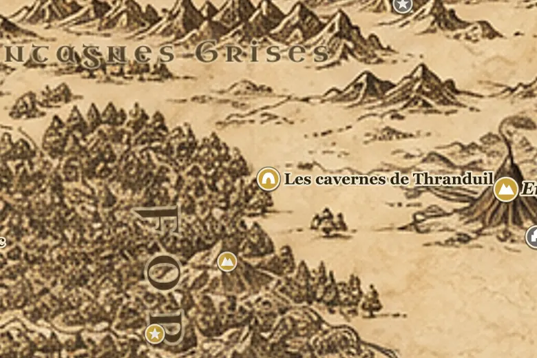 Les cavernes de Thranduil sur la carte de la Terre du Milieu