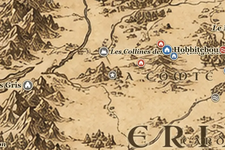La Marche de l'Ouest sur la carte de la Terre du Milieu
