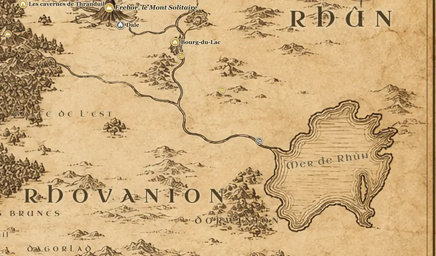 Le Rhûn sur la carte de la Terre du Milieu