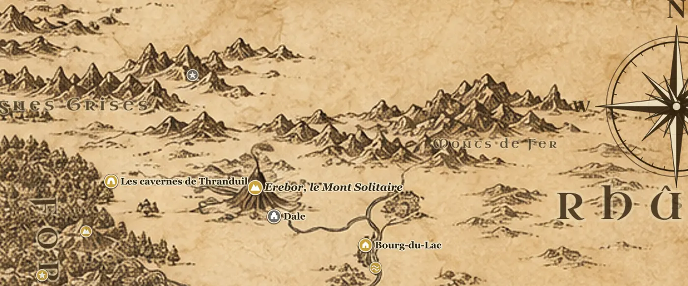 Dale et Erebor sur la carte de la Terre du Milieu