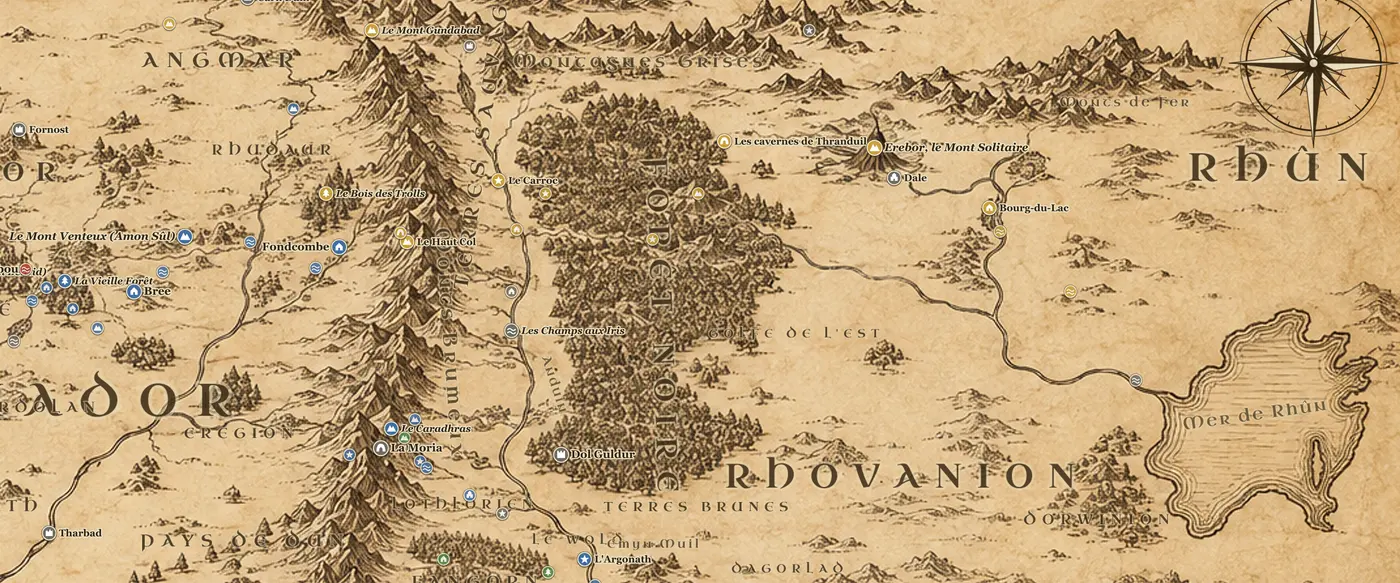 Le Rhovanion sur la carte de la Terre du Milieu