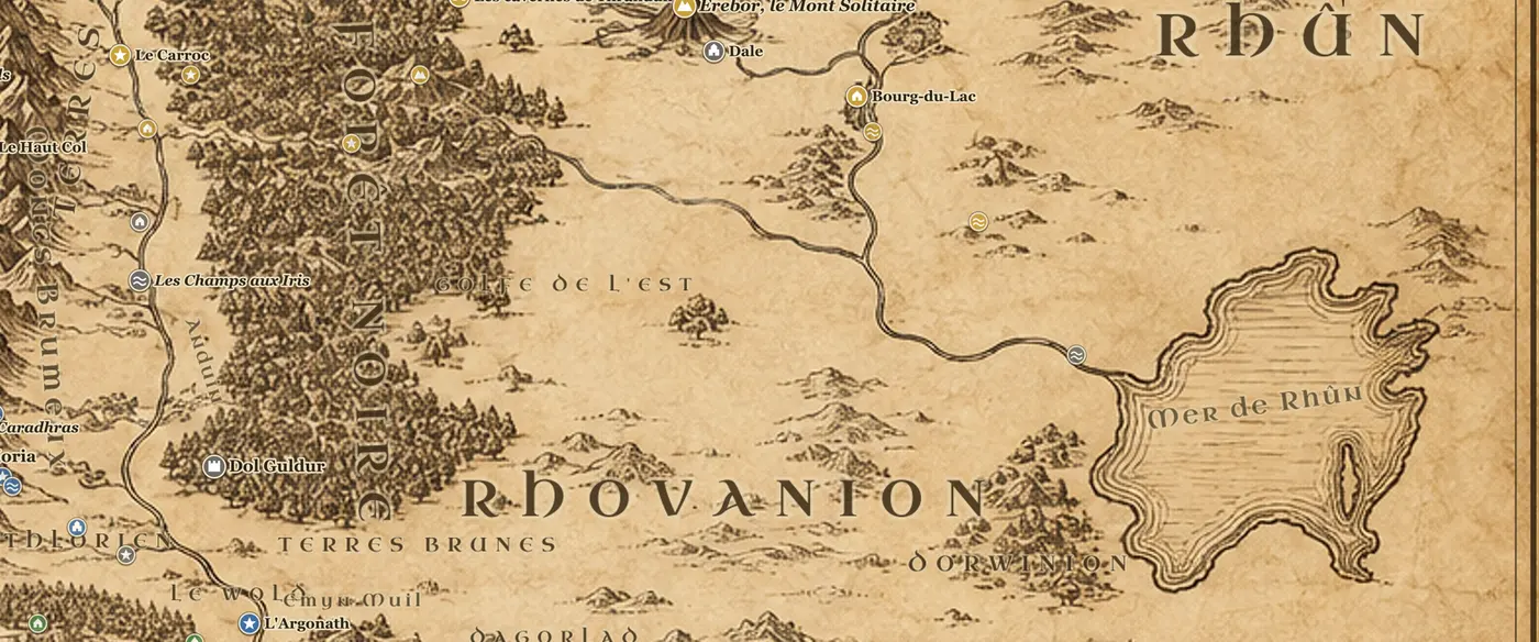 Le Rhûn sur la carte de la Terre du Milieu