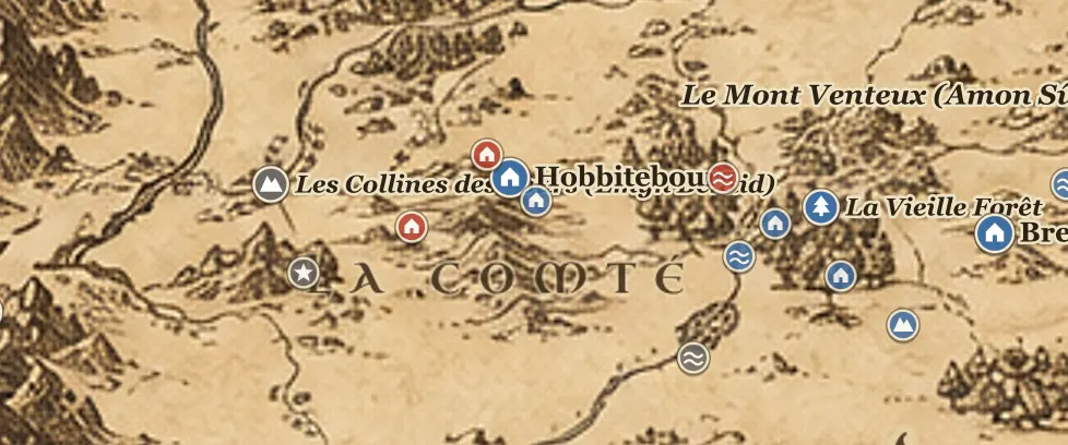 La Comté sur la carte de la Terre du Milieu