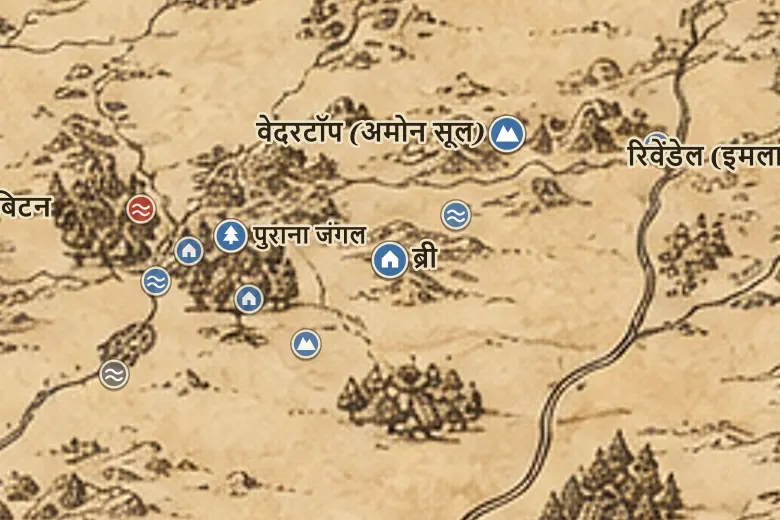मिडिल-अर्थ के नक्शे पर ब्री