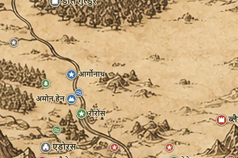मिडिल-अर्थ के नक्शे पर एमिन मुइल