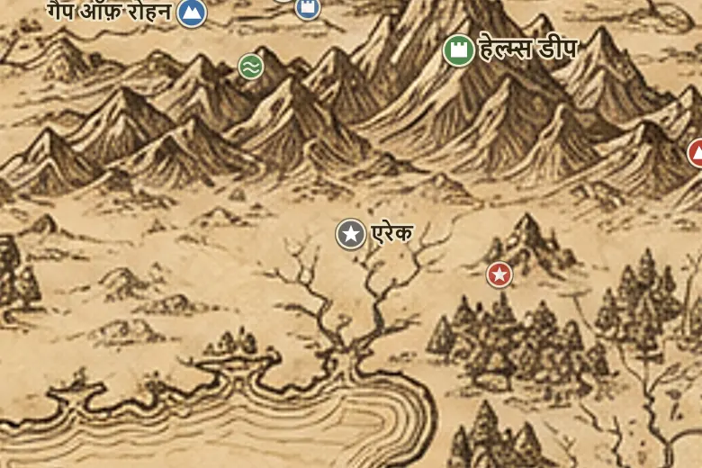 मिडिल-अर्थ के नक्शे पर एरेक