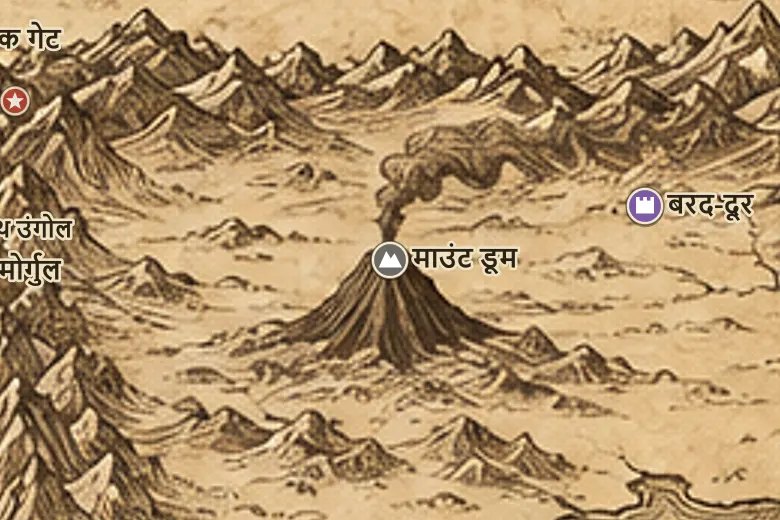 मिडिल-अर्थ के नक्शे पर माउंट डूम