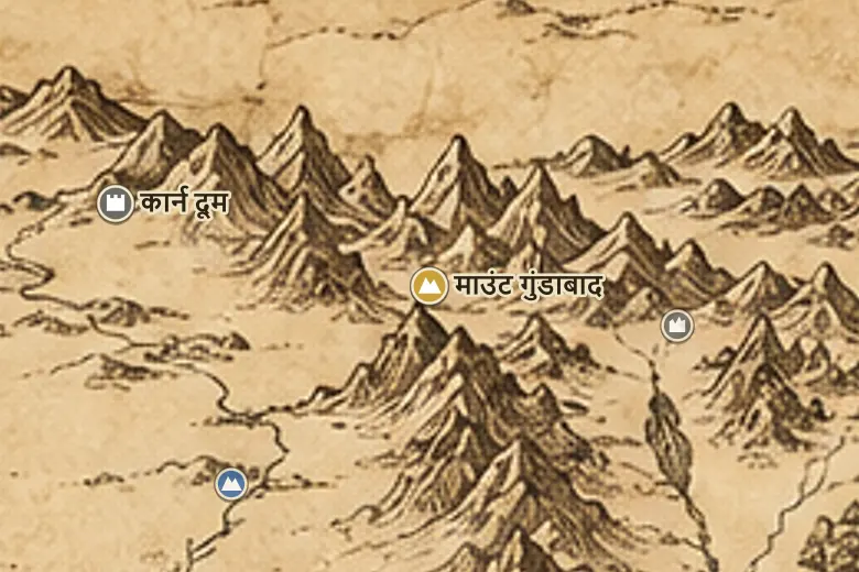 मिडिल-अर्थ के नक्शे पर माउंट गुंडाबाद