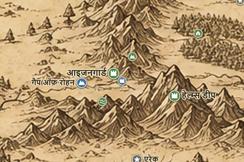 मिडिल-अर्थ के नक्शे पर ऑर्थैंक