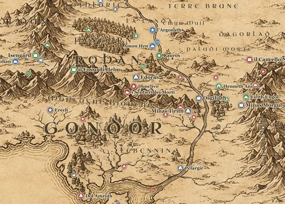 Il viaggio di Aragorn sulla mappa della Terra di Mezzo