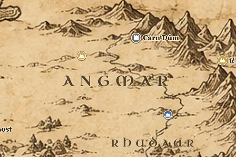 Angmar sulla mappa della Terra di Mezzo