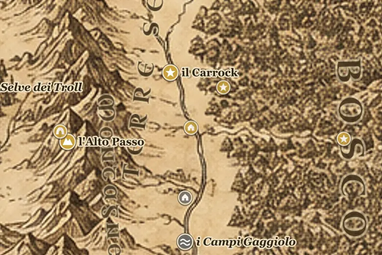 la Casa di Beorn sulla mappa della Terra di Mezzo