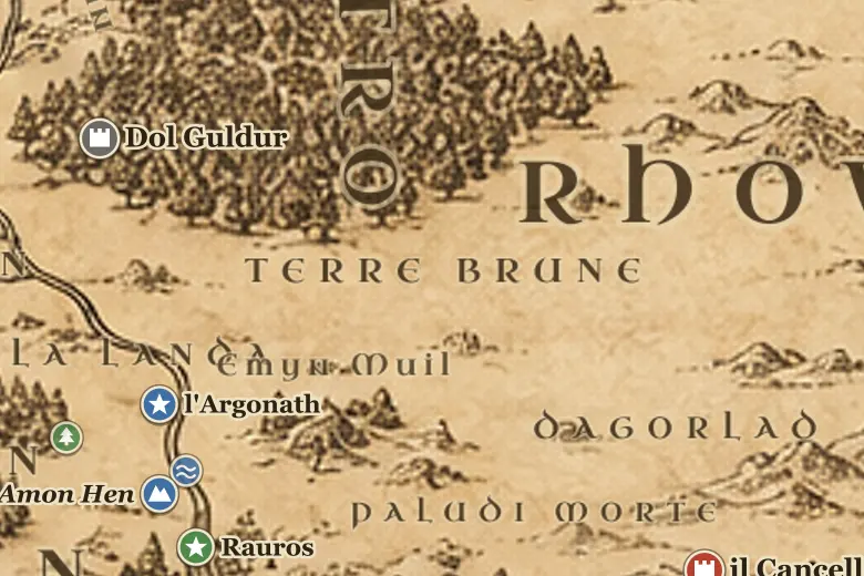 le Terre Brune sulla mappa della Terra di Mezzo