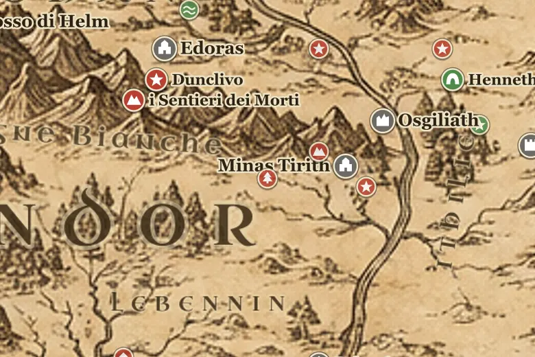 la Foresta di Drúadan sulla mappa della Terra di Mezzo