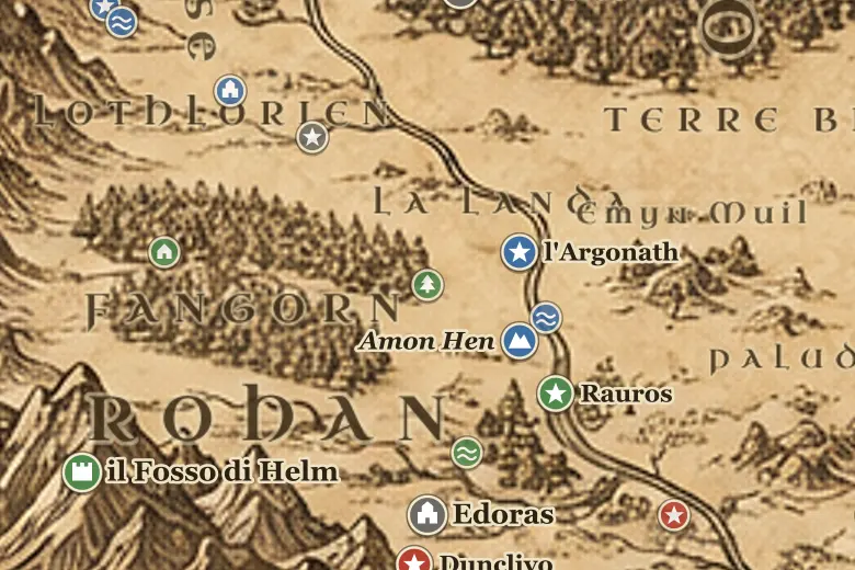 i Limitari di Fangorn sulla mappa della Terra di Mezzo