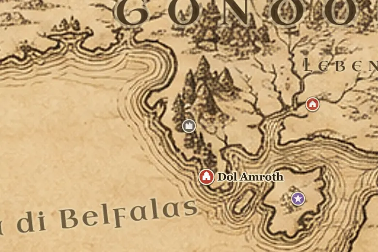 Edhellond sulla mappa della Terra di Mezzo