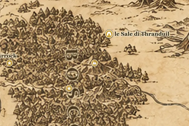 le Montagne di Bosco Atro sulla mappa della Terra di Mezzo