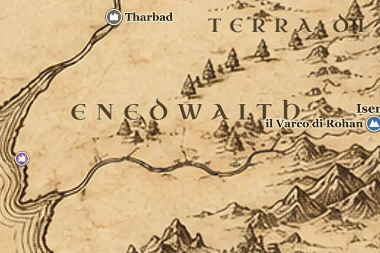 Enedwaith sulla mappa della Terra di Mezzo