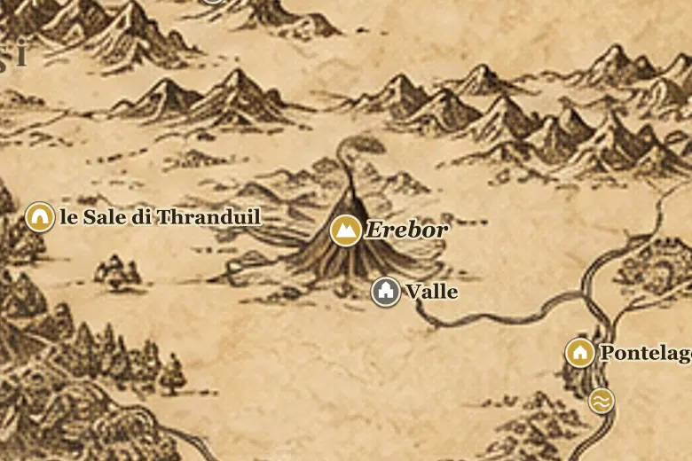 Erebor sulla mappa della Terra di Mezzo