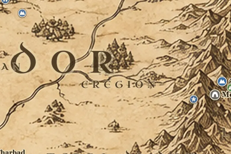 Eregion sulla mappa della Terra di Mezzo