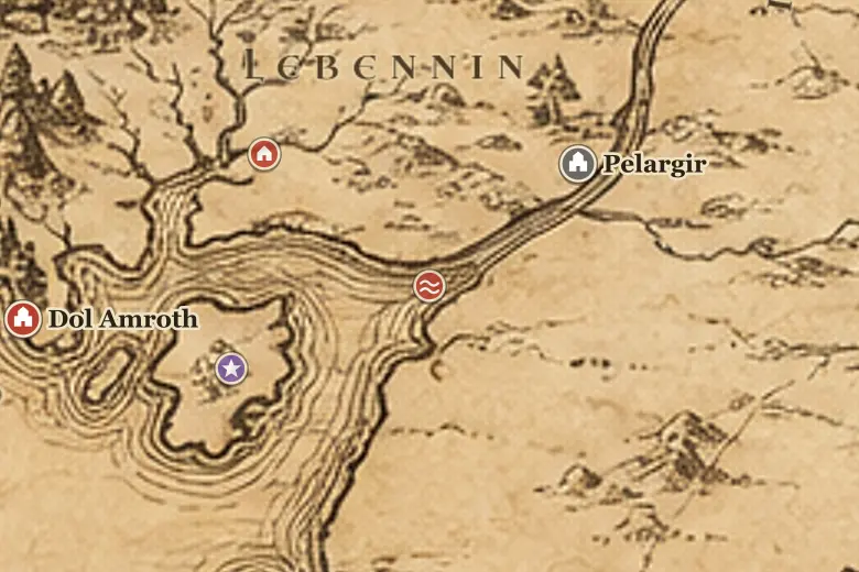 l'Ethir Anduin sulla mappa della Terra di Mezzo