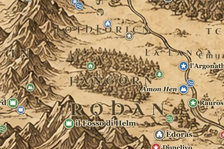 Fangorn sulla mappa della Terra di Mezzo