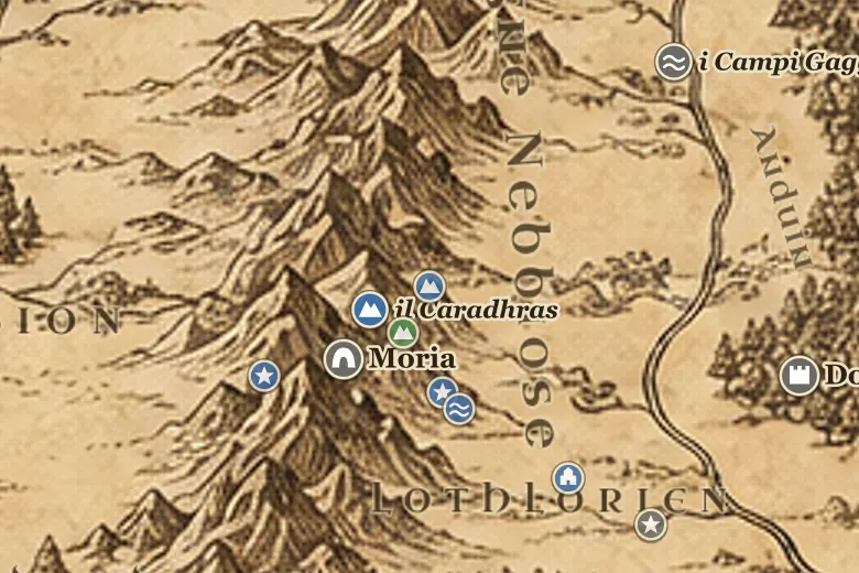 il Fanuidhol sulla mappa della Terra di Mezzo