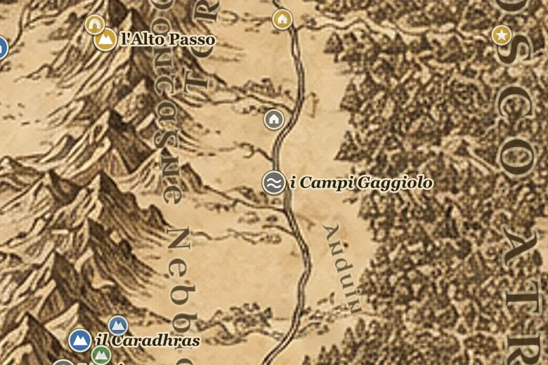 i Campi Gaggiolo sulla mappa della Terra di Mezzo