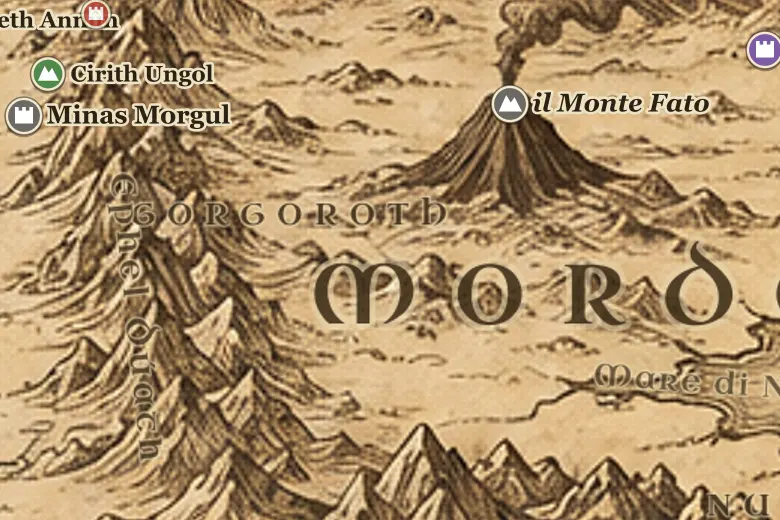 Gorgoroth sulla mappa della Terra di Mezzo