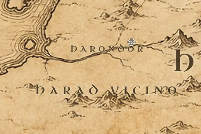 l'Harondor sulla mappa della Terra di Mezzo
