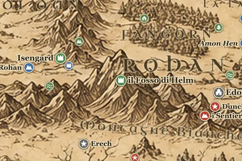il Fosso di Helm sulla mappa della Terra di Mezzo
