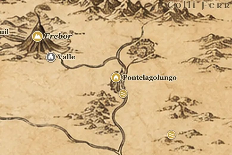 Pontelagolungo sulla mappa della Terra di Mezzo
