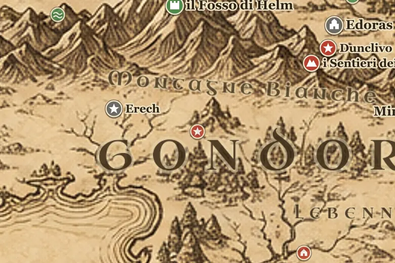 il Lamedon sulla mappa della Terra di Mezzo