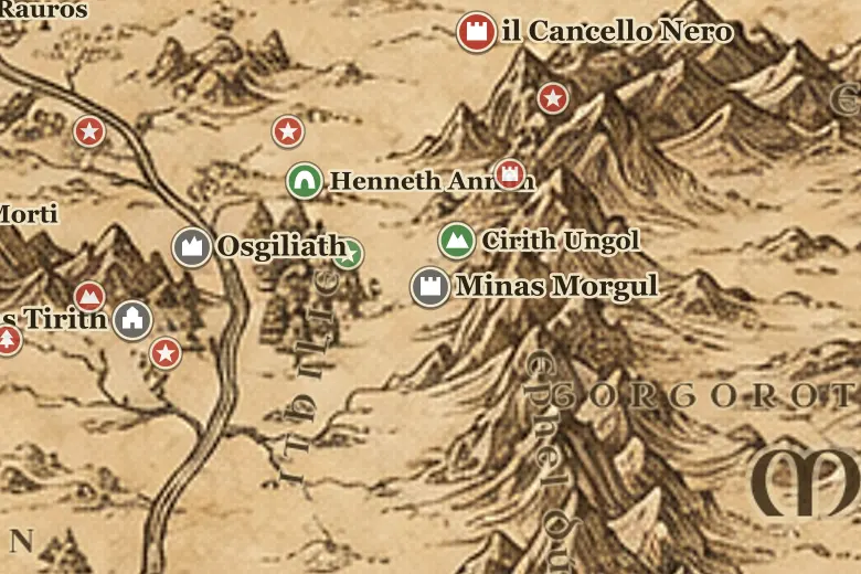 Minas Morgul sulla mappa della Terra di Mezzo