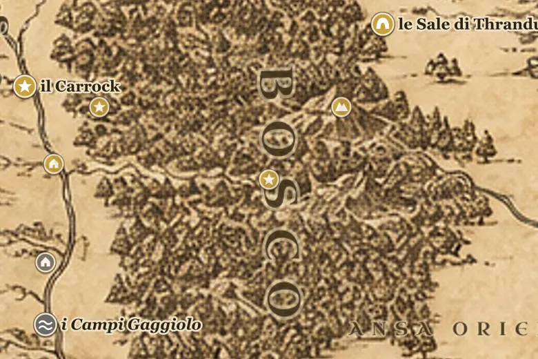 la Vecchia Strada della Foresta sulla mappa della Terra di Mezzo