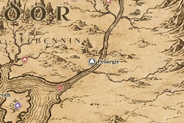 Pelargir sulla mappa della Terra di Mezzo