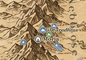 il Caradhras sulla mappa della Terra di Mezzo